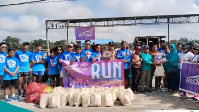 Polsek Long Iram Laksanakan Pengamanan Acara Bujur Run dan Penyerahan Bantuan untuk Korban Kebakaran